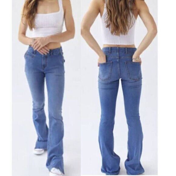 BDG Retro Skinny Puddle Mid Rise Slit Hem Stretchy Jean - Picture 2 of 4